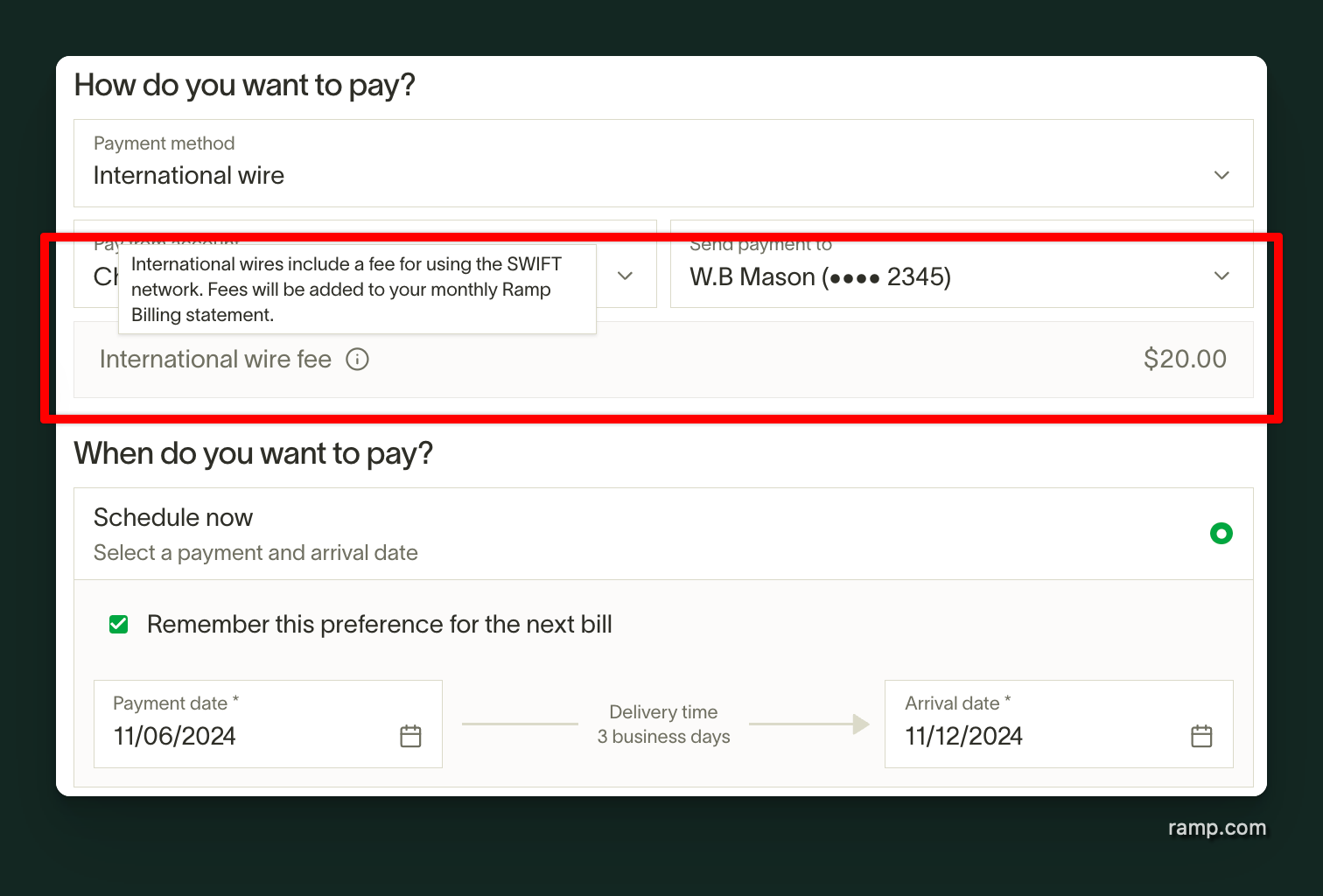Bill Pay fees – Ramp
